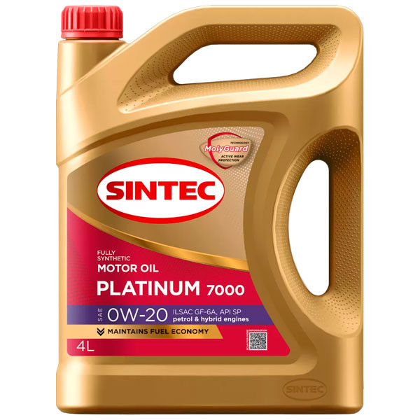 Моторное масло SINTEC PLATINUM 7000 0W20 SP/GF-6A Синтетическое 4л.