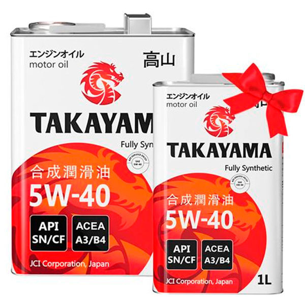 Моторное масло TAKAYAMA Adaptec 5W-40 SN/A3/B4 Синтетическое 4л. Акция 4+1