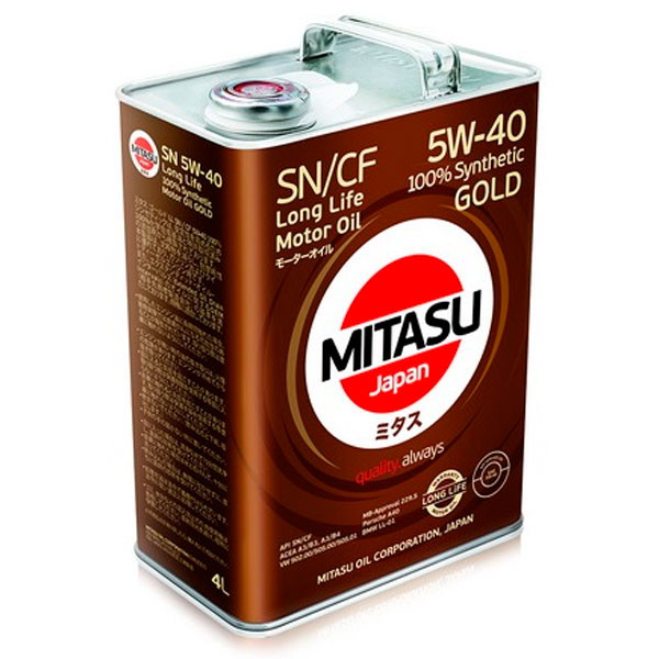 Моторное масло MITASU Gold LL SN/CF 5W40 Cинтетическое 4л