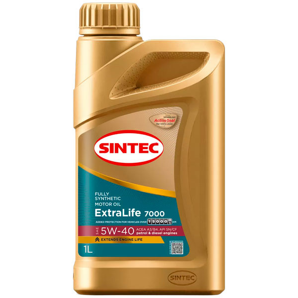Моторное масло SINTEC EXTRALIFE 7000 5W40 SN/CF Синтетическое 1л.