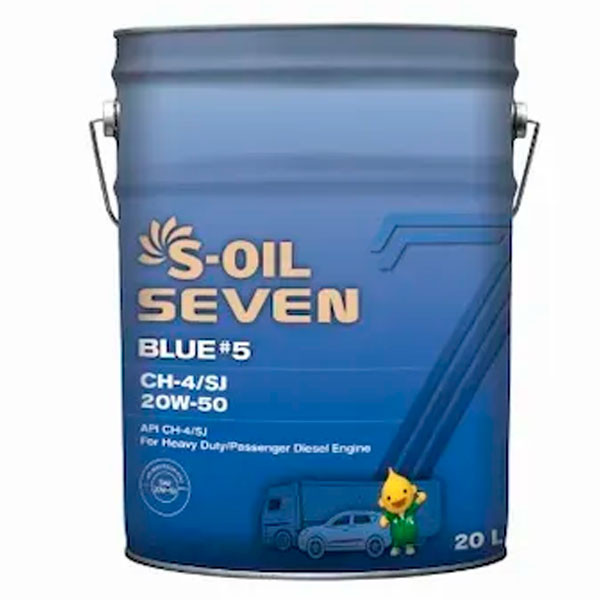 Моторное масло S-OIL 7 BLUE #5 CH-4/SJ 20W-50 Полусинтетическое 4л.