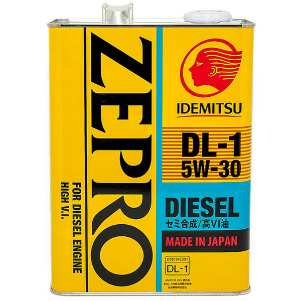 Моторное масло IDEMITSU ZEPRO Diesel, DL-1 5W-30 Полусинтетическое, 4л.