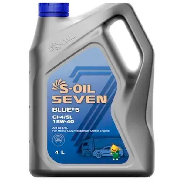 Моторное масло S-OIL 7 BLUE #5 Cl-4/SL 15W-40 Полусинтетическое 4л.