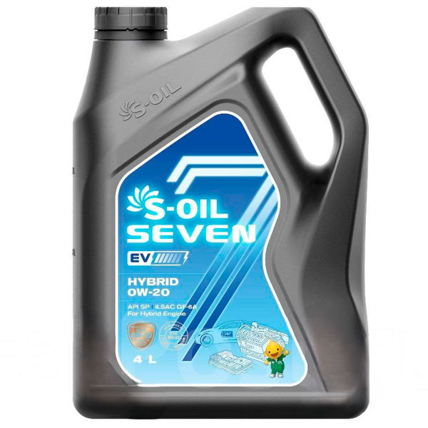 Моторное масло S-OIL 7 EV HYBRID 0W-20 Синтетическое 4л.