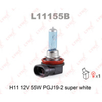 Автолампа галогенная LYNXavto H11 12V 55W PGJ19-2 SUPER WHITE Art.L11155B