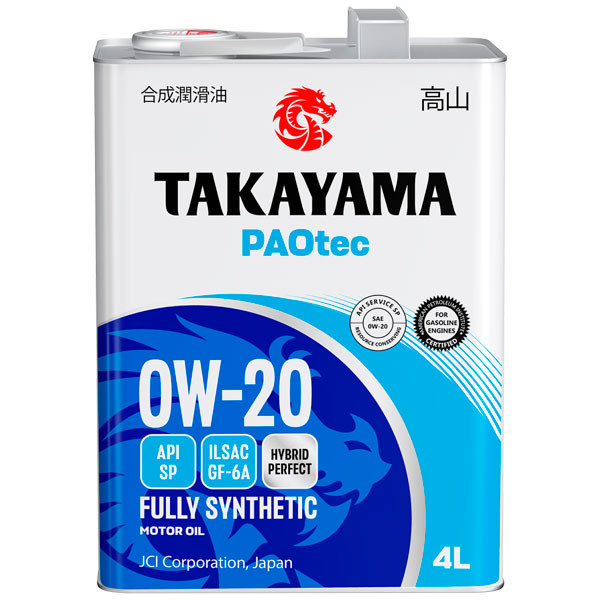 Моторное масло TAKAYAMA PAOtec 0W-20 SP/GF-6A Синтетическое 4л.
