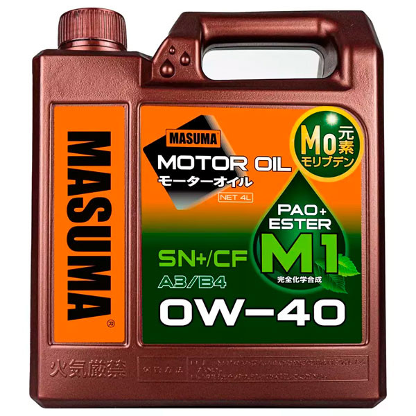 Моторное масло MASUMA M1 SN+/CF A3/B4 0W-40 Синтетическое 4л.