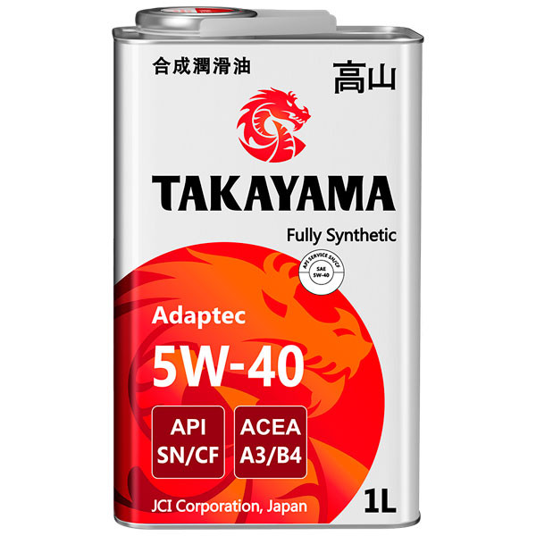 Моторное масло TAKAYAMA Adaptec 5W-40 SN/CF Синтетическое 1л.