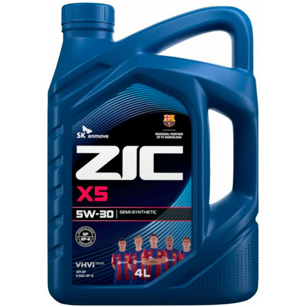 Масло моторное ZIC X5 FE 5W-30 SP/GF-6 Dexos1 Gen2 Полусинтетическое 4л