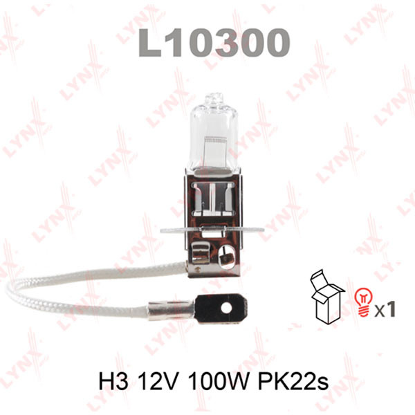 Автолампа LYNXavto H3 12V 100W Pk22s Art.L10300